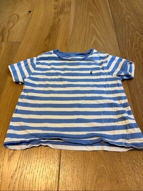 Polo by Ralph Lauren Blue & White Striped Crew Neck Tee Kids 2/2T 100% Cotton